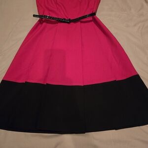 Calvin Klein Fuchsia and Black Midi Dress